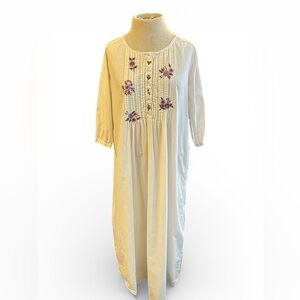 April Cornell White Nightgown with Delicate Embroidery Cottage Core Medium